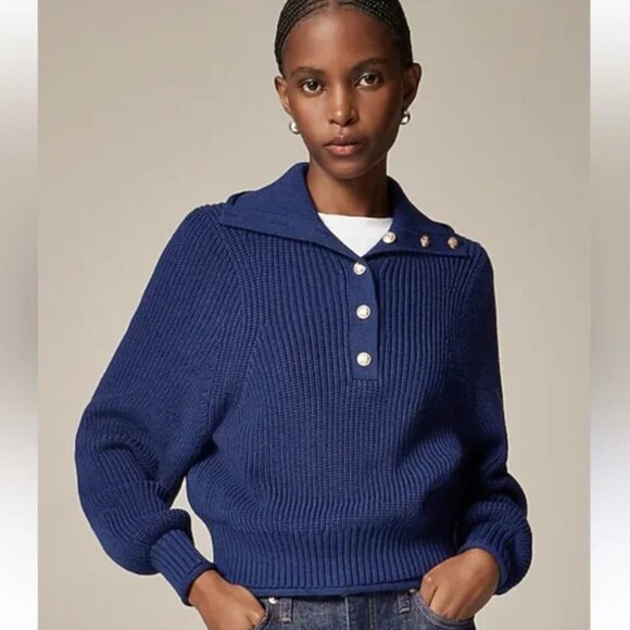 J Crew NWOT Womens Red Maroon Ribbed Cotton Button Collar Sweater Small - Picture 5 of 15